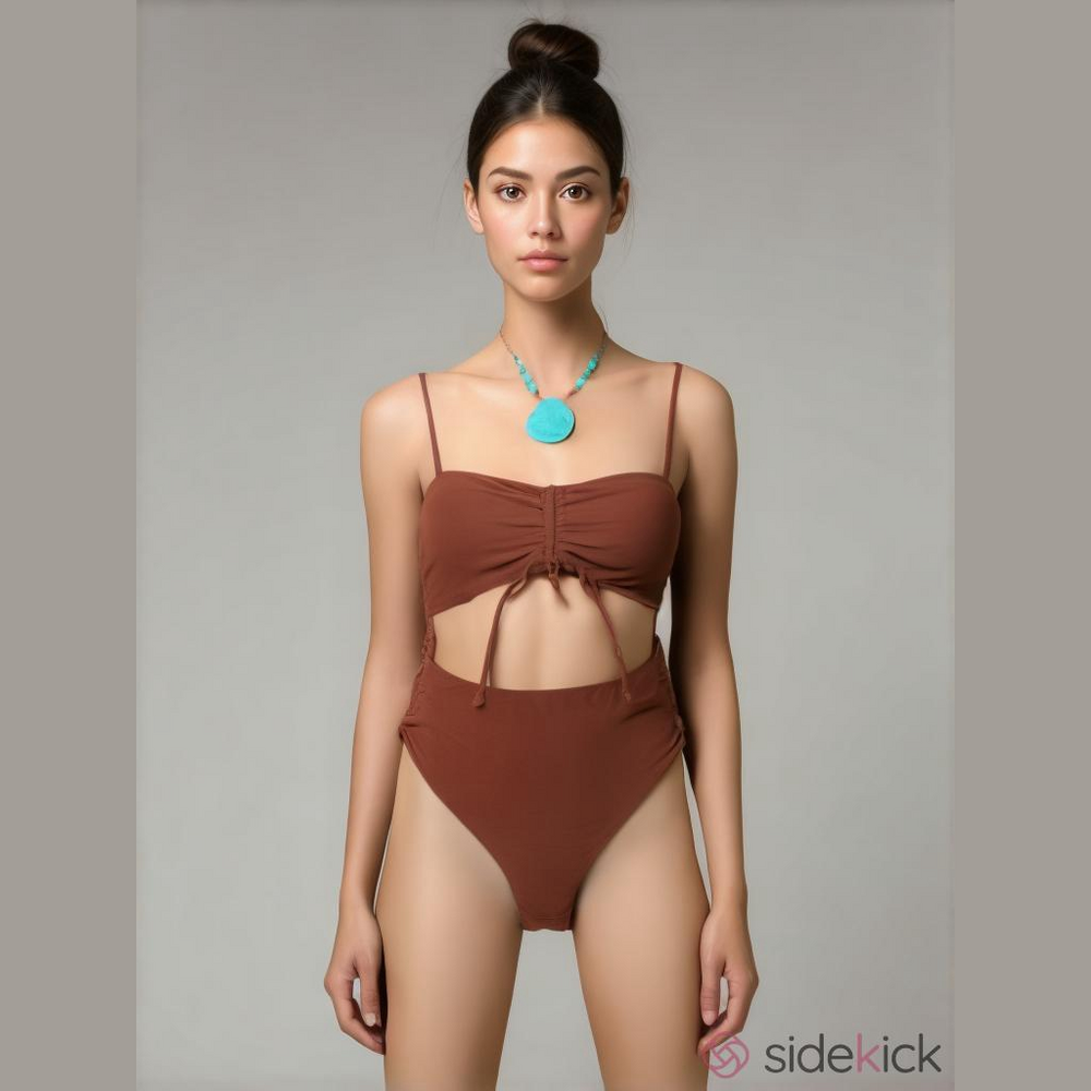 AOHITE Coffee Brown Sexy One-piece Swimwear Cutout Peekaboo Cheeky Swimsuit NWT